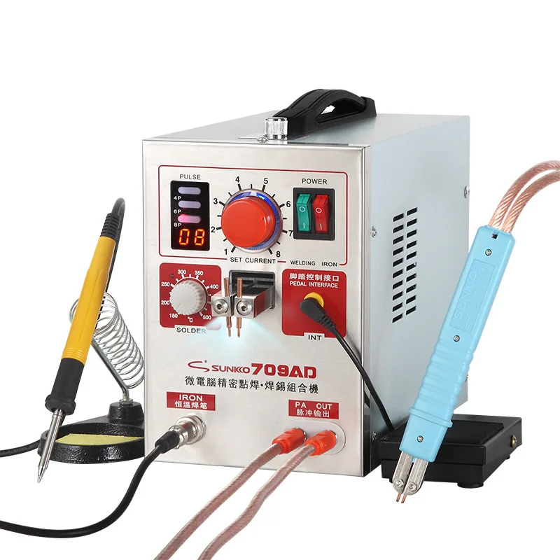 

SUNKKO 709AD High Power 18650 Lithium Battery Spot Welder 110V 220V 1.9KW 500A Digital Automatic Cooling System Radiation System
