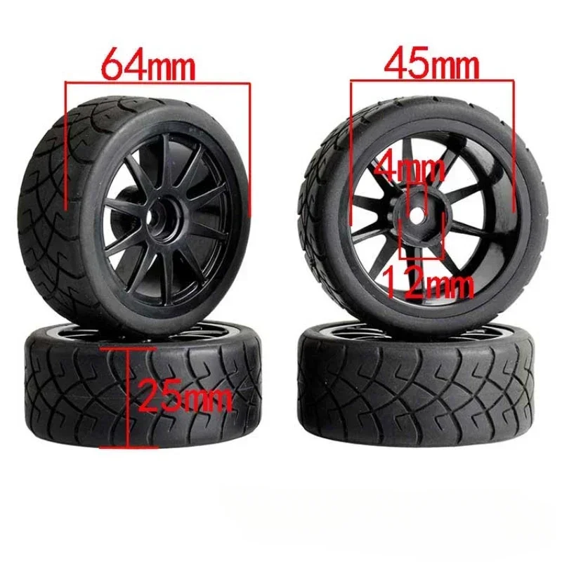 RC Car Rubber Tires & Wheels Rims 12mm Hex Hub for WLtoys 144001 and 1/18 1/16 1/10 Car Tyre 4pcs