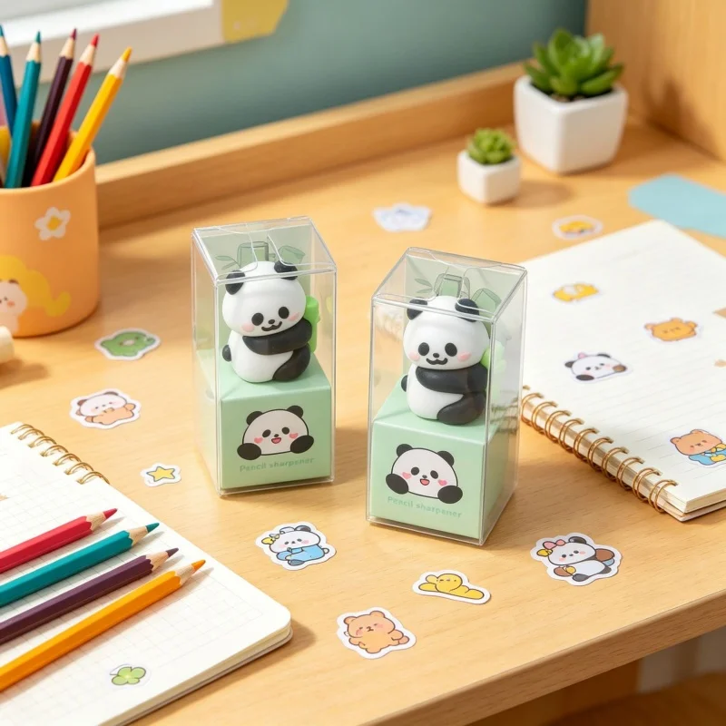 24pcs/lot Creative Panda Pencil Sharpener Cute Hand Mechanical Cutter Knife Stationery Gift School Supplies