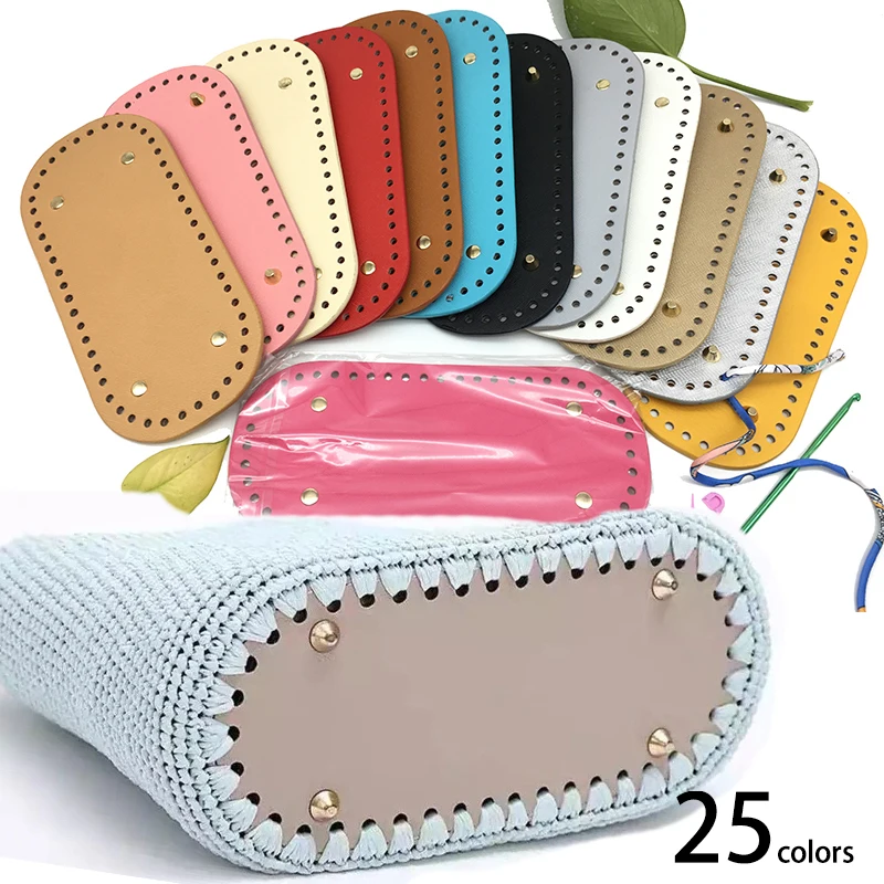 

22x10cm Long Bottom for Knitted Bag PU Leather Bag Base Handmade Bottom with 52 Holes DIY Crochetbag Bottom Bag Making Accessory