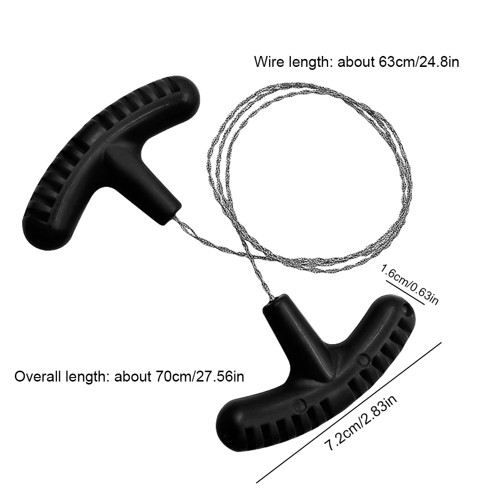 70CM Manual Steel Rope Chain Saw with Finger Handle Hand Cable String Saw Manual Cutting Chain Saw for Portable Emergency