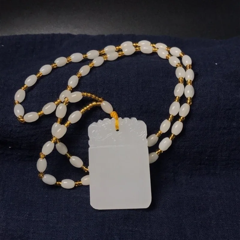 Sheep Fat White Jade Safety Pendant Can Be Worn By Both Men and Women with Jade Tags, Pendants, and Sculptors image 3