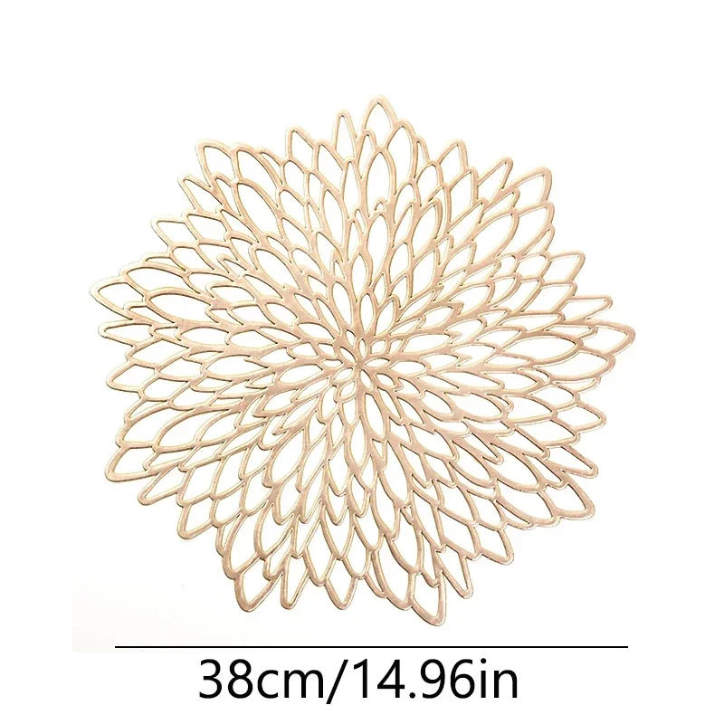 Table Mat Hibiscus Flower Bronzing PVC Placemat Hollow Insulation Coaster Pads Table Bowl Mats Dining Table Non-slip insulation