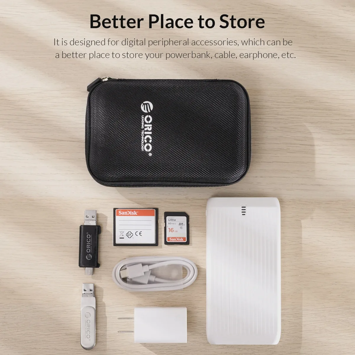 ORICO EVA Hard Shell 2.5 Inch External HDD Protective Bag Shockproof Portable Office Storage Case For External HDD Powerbank view 3