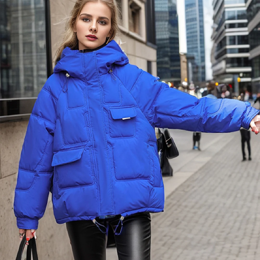 

Women's Coats Winter Simple Pockets Long Sleeve High Neck Casual Zipper Warm Thick Padded Clothes