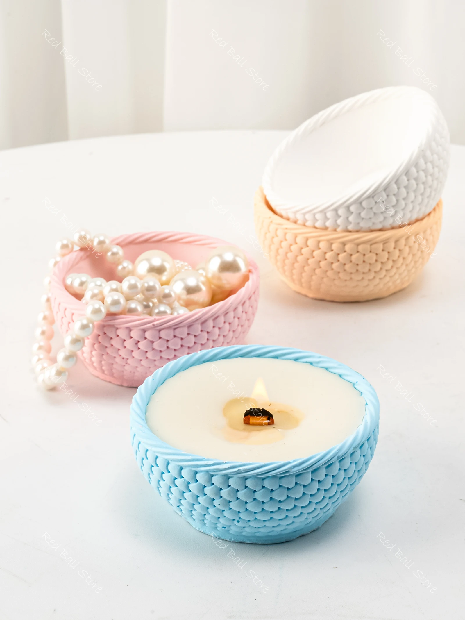 3D Woven Basket Flowerpot Molds DIY Concrete Candle Cup Storage Tank Silicone Mold Wave Vase Plaster Bowl Clay Mold Home Decor