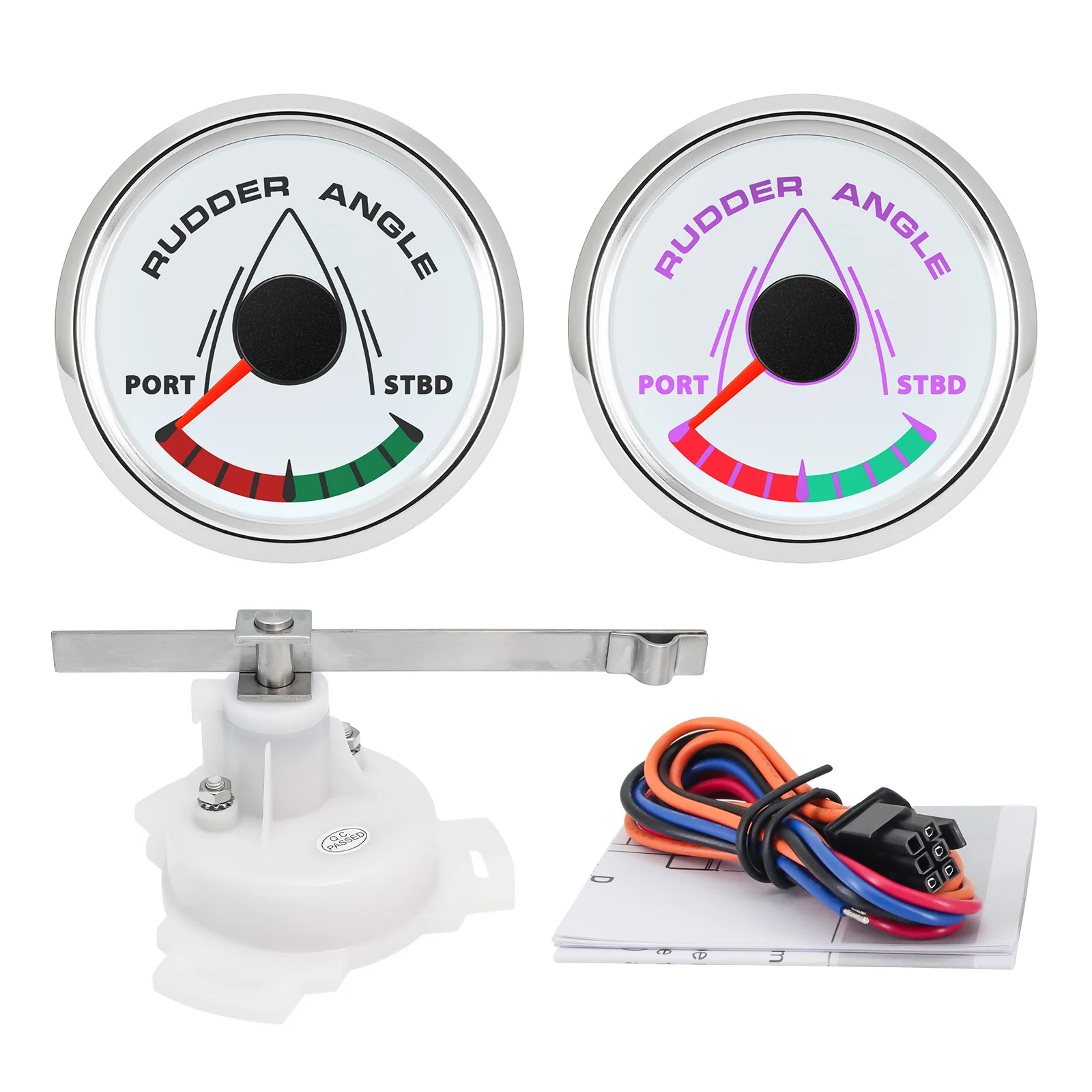 Picture 4: 0-190Ohms Rudder Angle Indicator with Sensor for Boat Yacht RV Marine 52MM Rudder Position Indicator 12V/24V 8 Colors Backlight