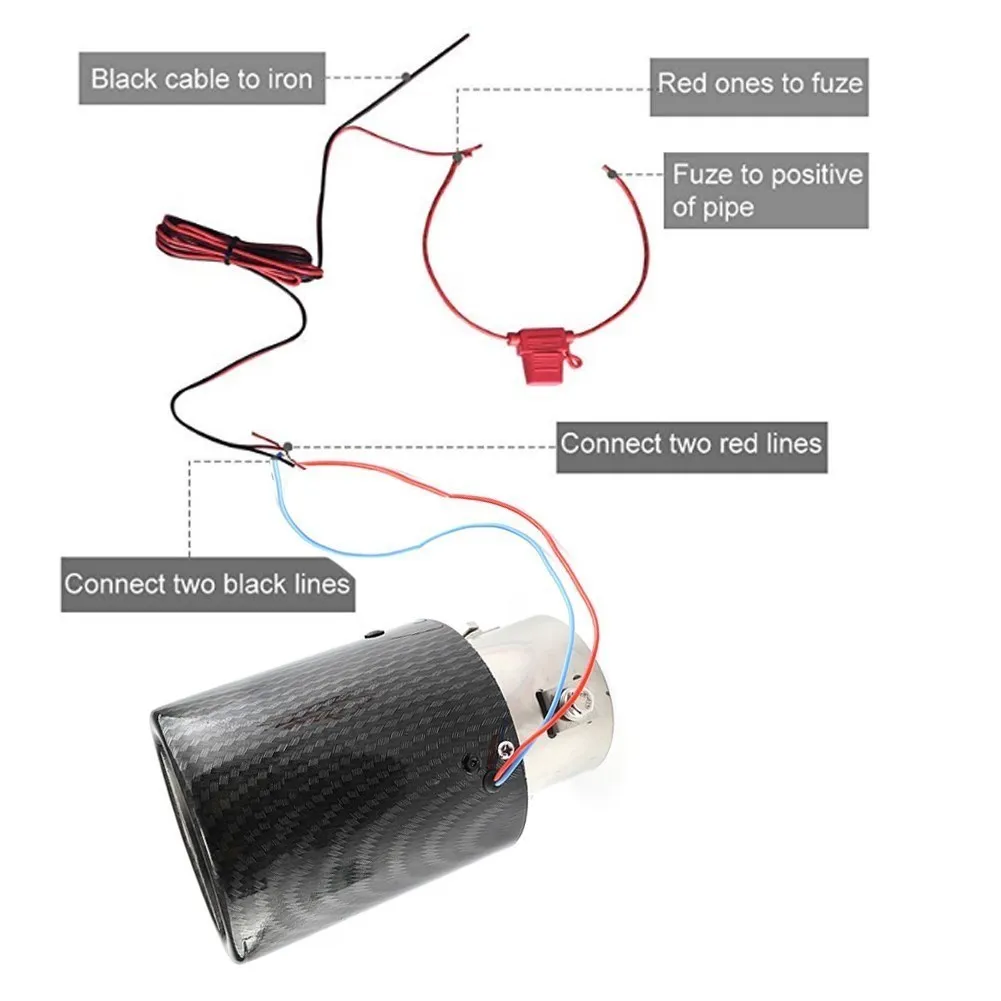 Universal Car LED Exhaust Muffler Tip Pipe Straight Car Modified Single Outlet Exhaust Pipe Tail Throat Red/Blue Light Flaming