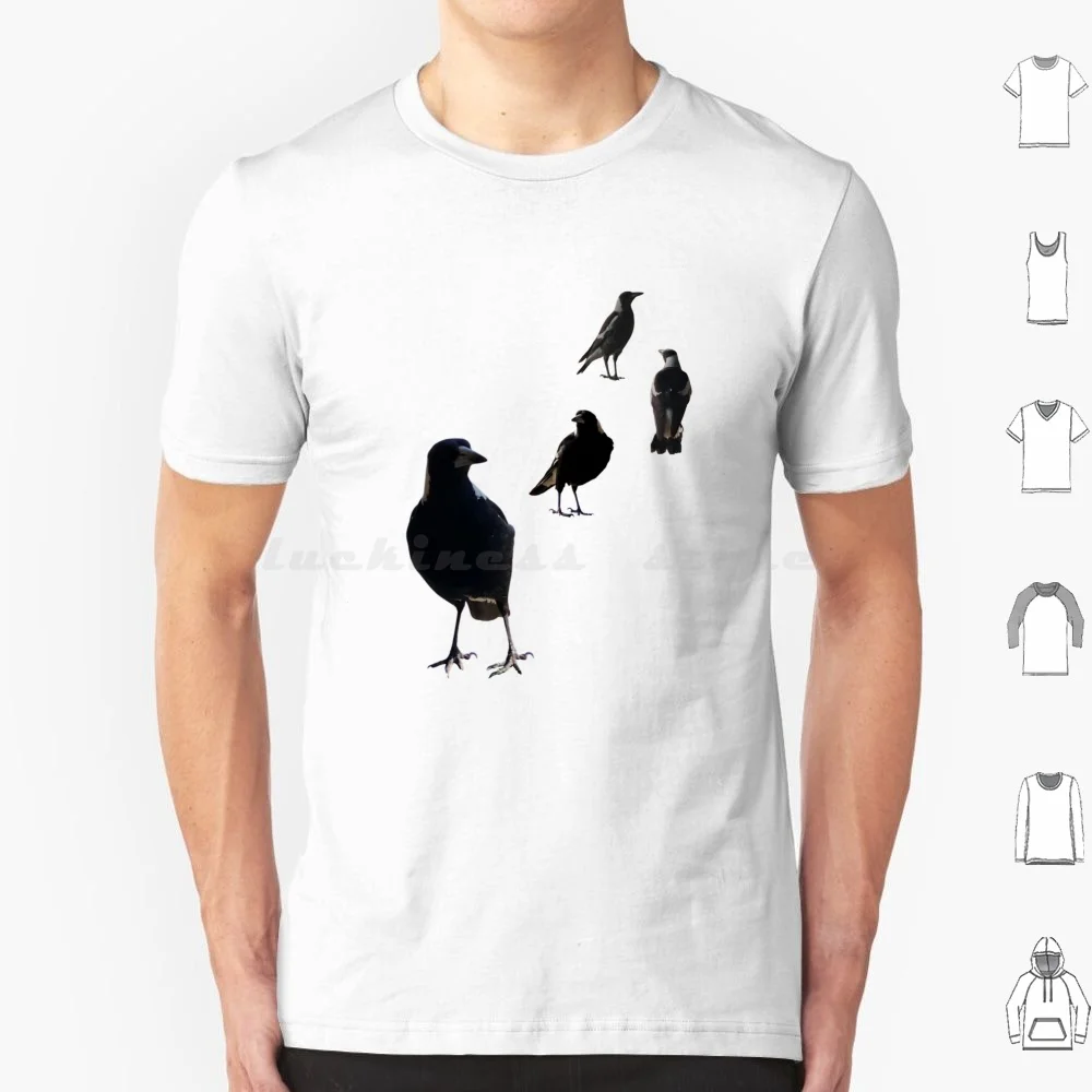 Birds Of A Feather T Shirt Cotton Men Women DIY Print Magpie Birds Nature Animals Black White Feathers Family Flock Australia