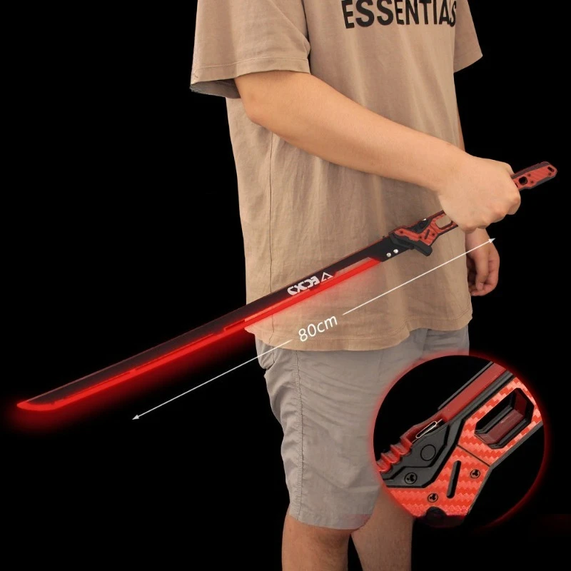 ดาบอะคริลิกเรืองแสงขนาด 80 ซม./31.5 นิ้ว ดาบคาตานะแบบใช้ความร้อน ของเล่นคอสเพลย์ อุปกรณ์ประกอบฉากงานปาร์ตี้ ของเล่นเด็กผู้ชาย