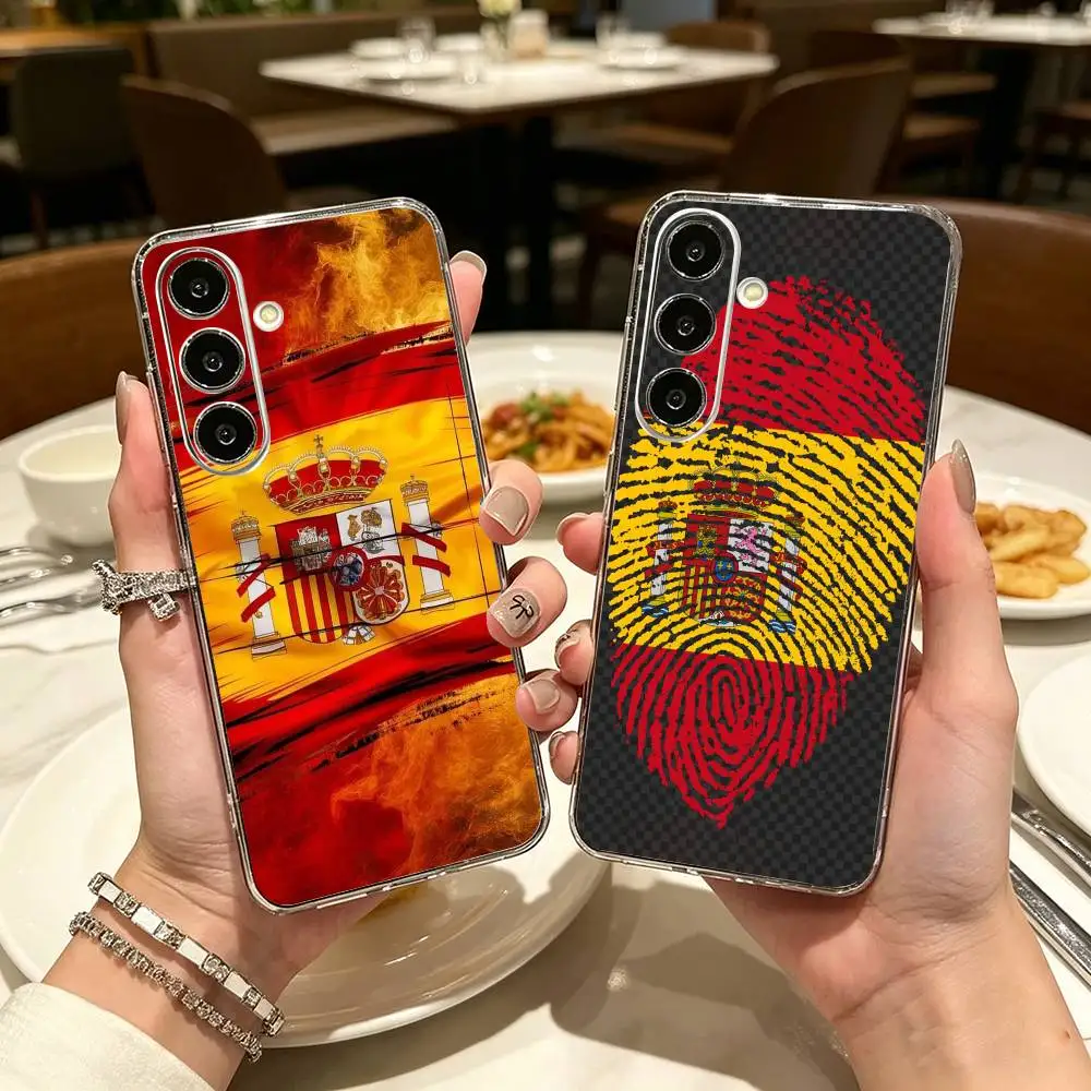 Flag of Spain Clear Hard Phone Case For Samsung A71, A70, A52, A51, A40, A30,Transparent Cover