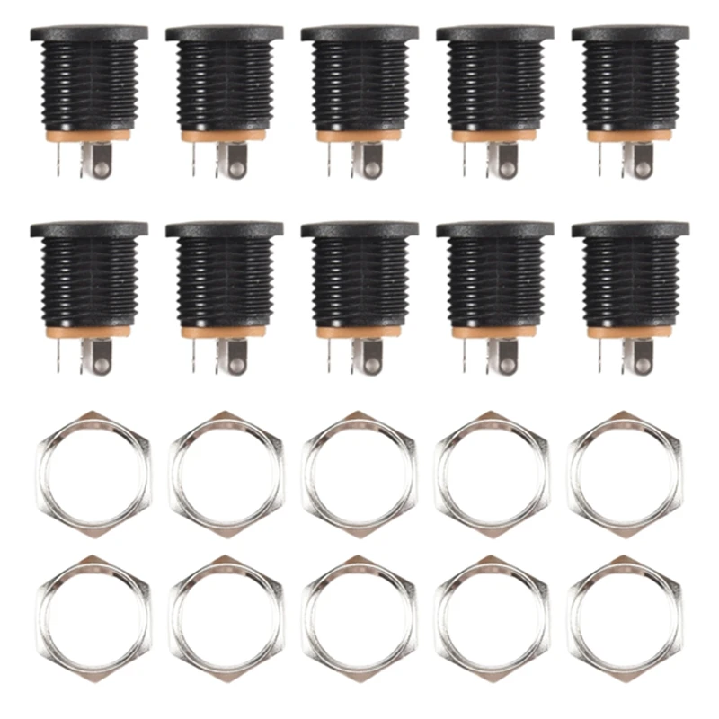 10 Pcs Panel Mount 2.1X5.5Mm Power Jack DC Socket