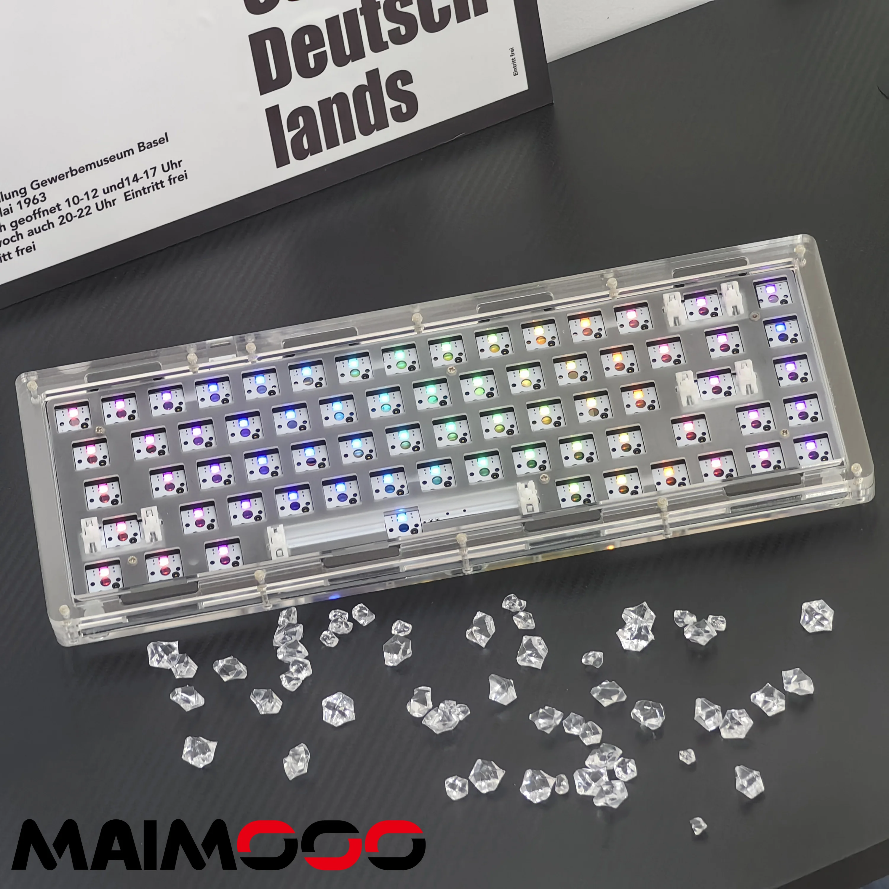 MAIMOOO TK68 Mechanical Keyboard Kit Acrylic Ice Trsanslucent 3 Mode /2.4G/Bt/Wired 68Keys North RGB Gasket Hot Swap Diy Kit