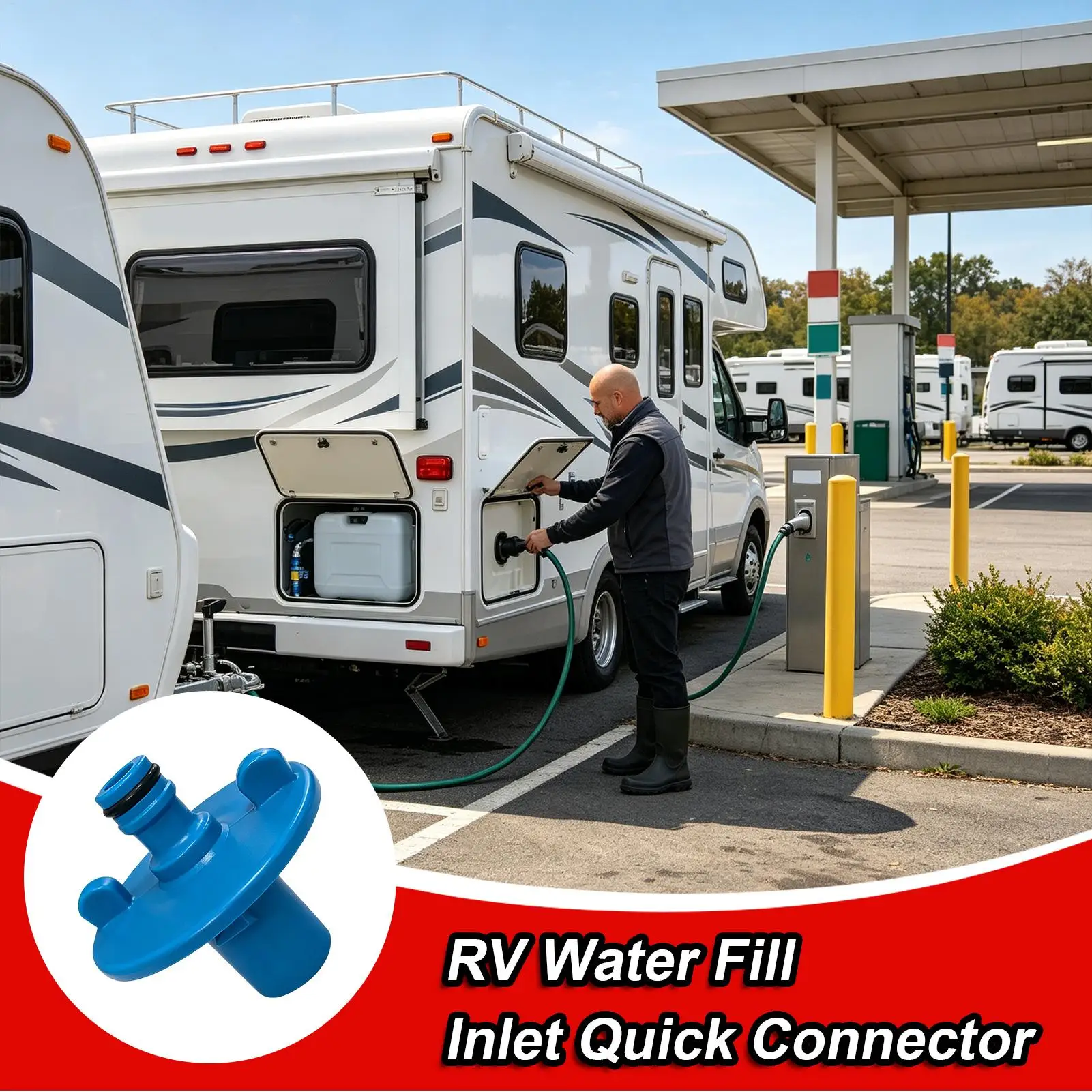 RV Water Fill Inlet Leak-Proof Quick Assembly Plumbing Port RV Water Connection Fittings For Camping City Hookup Outdoor Trailer