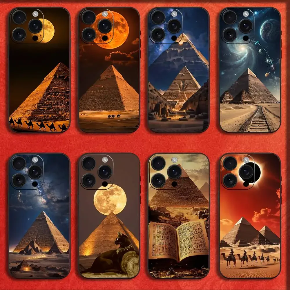 

Egyptian Pyramid Art Phone Case For iPhone 17,16,15,14,13,12,11,Pro,Max,Plus,E,SE4,Air,Mini Black Cover