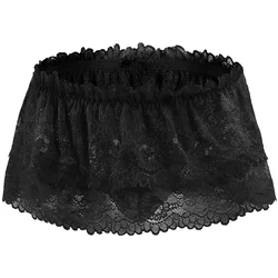 Men's Sex Skirts Underwear Crossdressing Sissy Panties Lace Double-Layer Translucent Boxers U Convex Pouch Lingerie Underpants