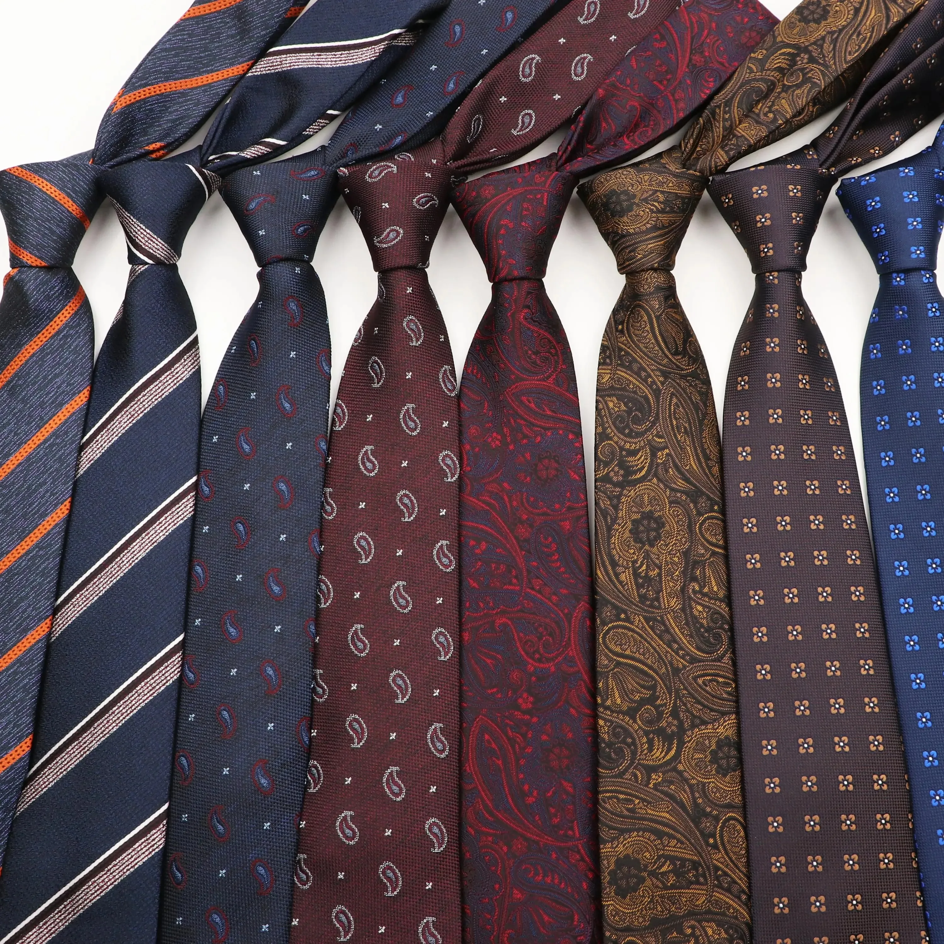 Corbata de Hombre con Diseño Jacquard Paisley a Rayas y Cuadros, 7cm, Floral, Poliéster, Roja y Verde, para Esmoquin, Boda, Fiesta, Accesorios, Regalo para Caballero