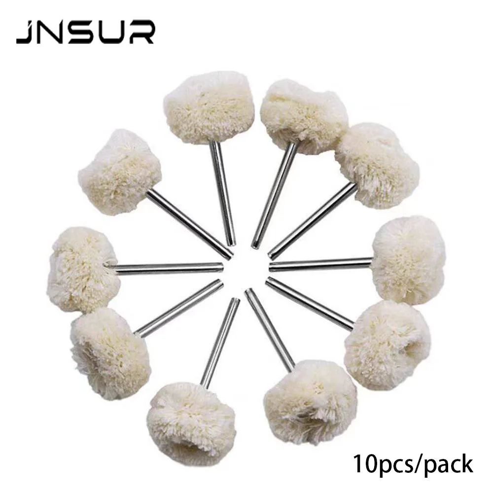 10pcs Dental Polishing Wool Wheel 2.35mm Shank 25mm Diameter Rotary Tool Cotton Polishing Brushes for Jewelry & Teeth Polishin