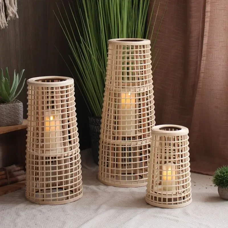 

High Floor candle holder Vine Weaving night light Lampshade Flower Arrangers Vase Living Hotel wedding home decoration lantern