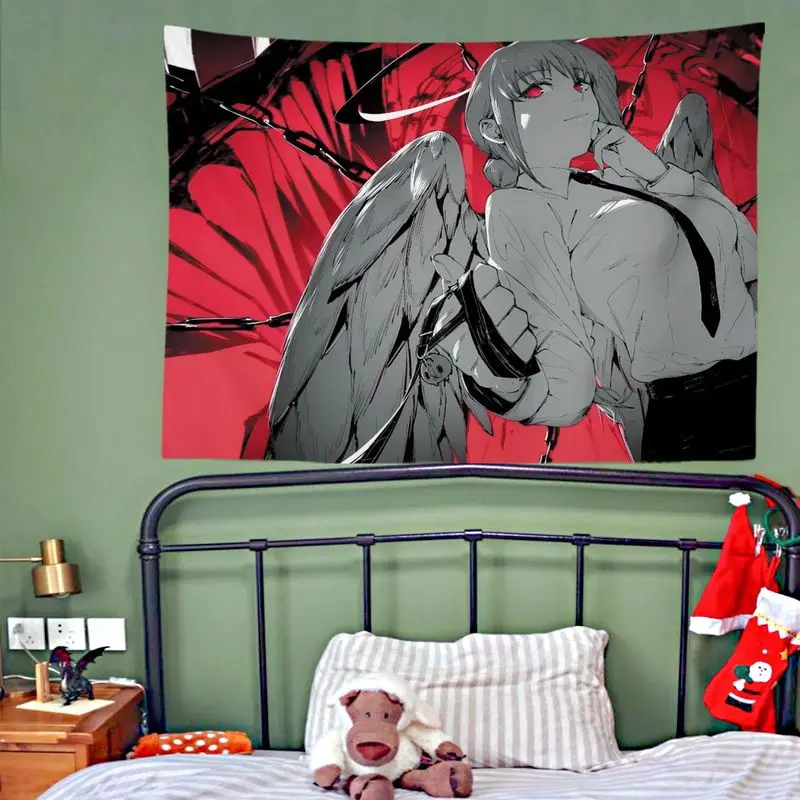 VIKAMA Dramatic Anime Eyes Tapestry, Dark Black White Wall Hanging for Bedroom Dorm Living Room Decor