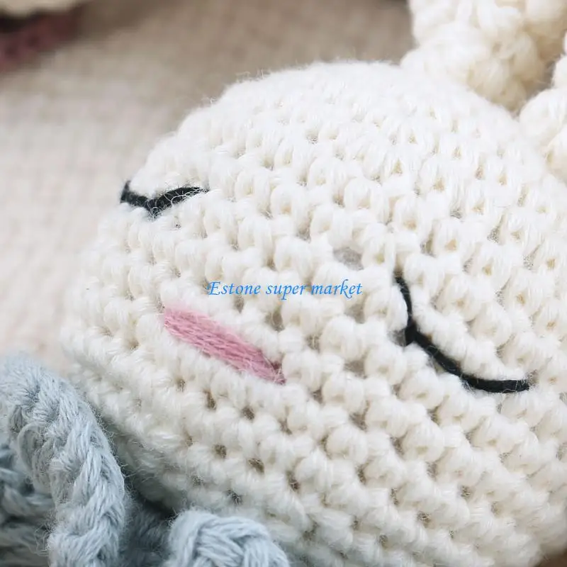 

090B Handwoven Rabbit Teether Pacifier Clip DIY Kits Infant Teething Relief Teether Toy Chewing Gift for Toddler Boys Girls