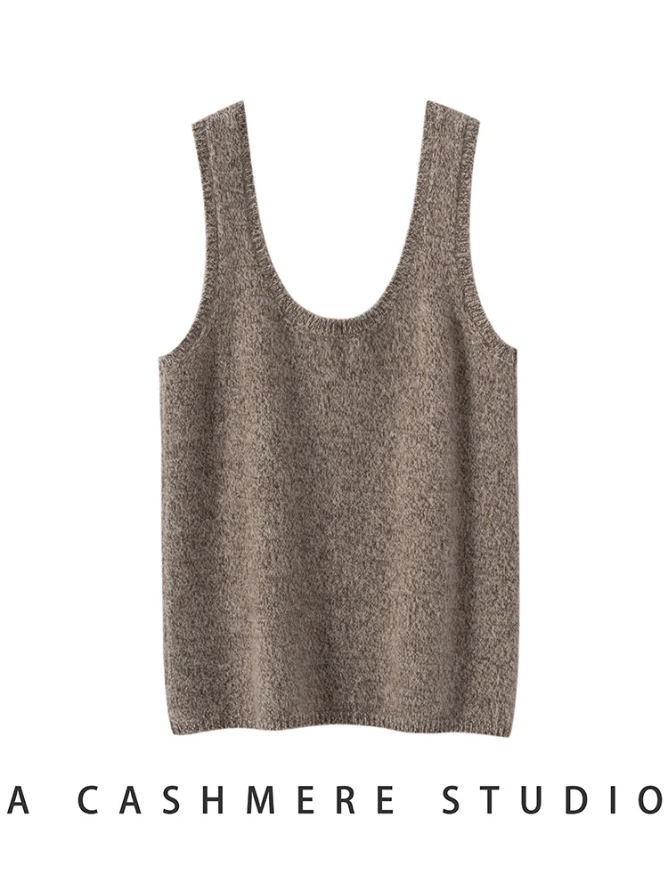 TLOML 시크 여성용 스웨터 조끼 100% 캐시미어 조끼 O넥 조끼 심플 스타일 캐시미어 스웨터 봄 가을 조끼 부드럽고 편안한 탑