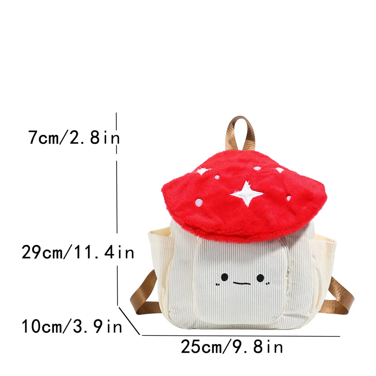 Fashionable Plush Cartoon Mushroom Student Backpack Soft Lightweight Large Capacity Girl's Backpack School Commuting Backpack