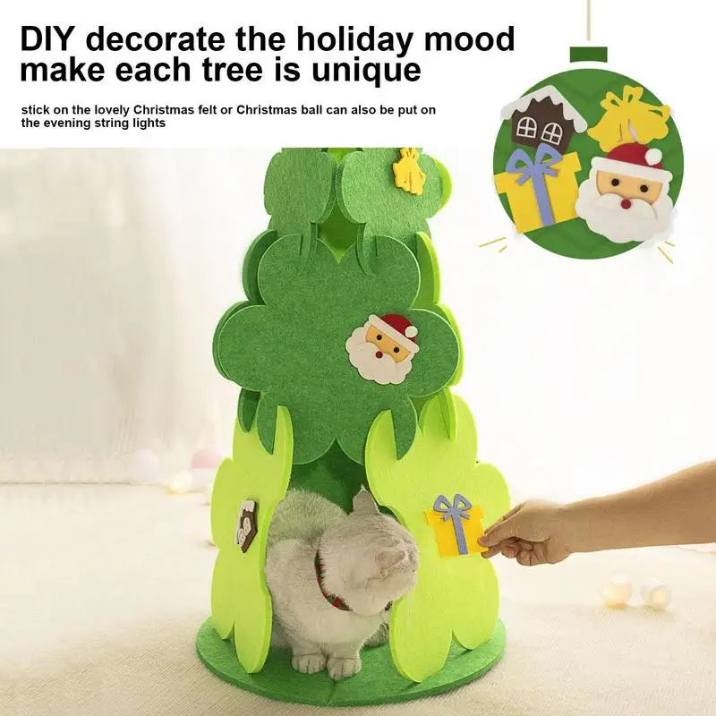 Christmas Tree Kitten Nest Scratch-Resistant Felt Cat Bed Wear-resistant Cat Tree Nest All-Season Easy Assembly For Small Animal