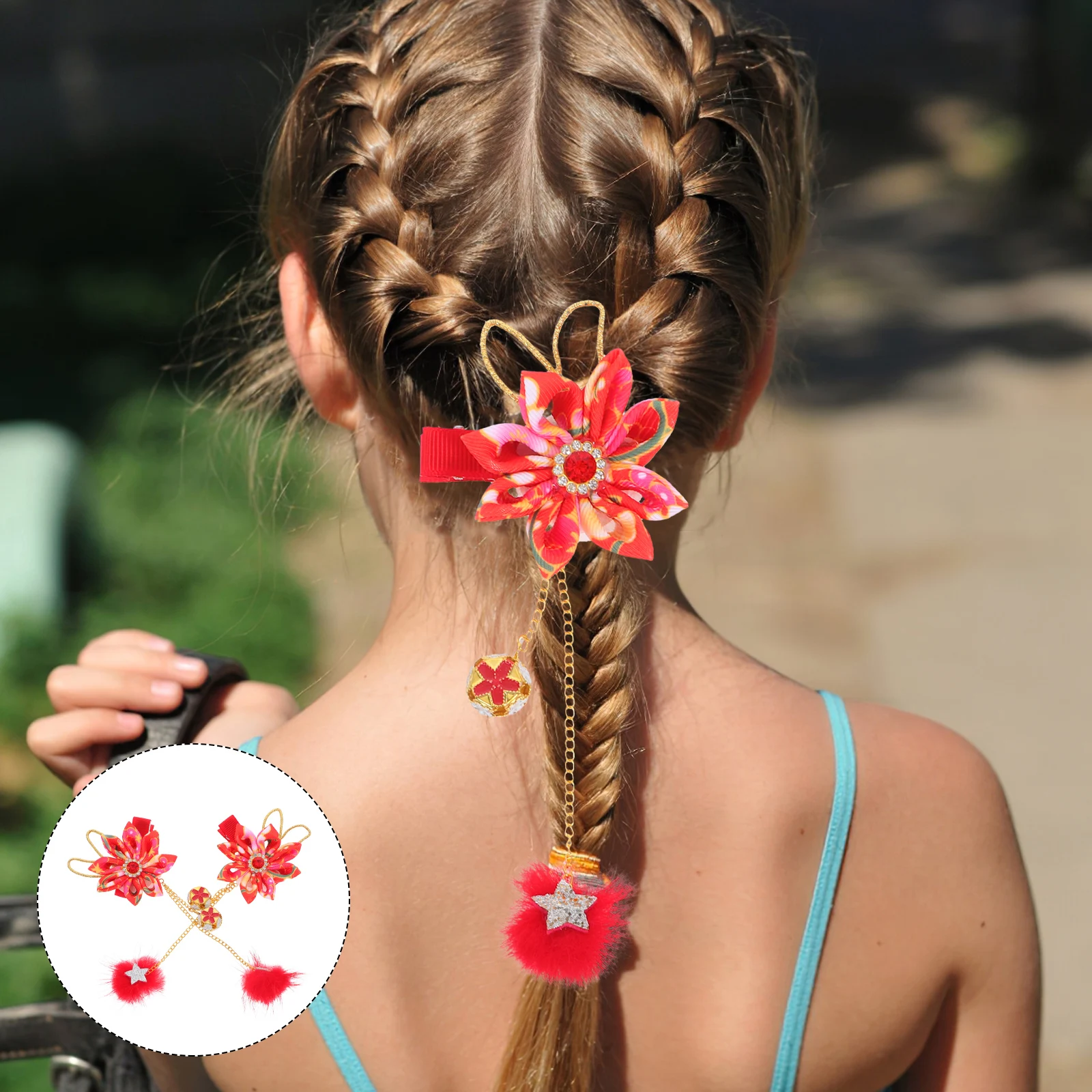 

1 пара винтажных заколок для волос с кисточками, заколка ручной работы в китайском стиле с цветком для девочек, фестиваль ханьфу, вечерние заколки для маленьких девочек