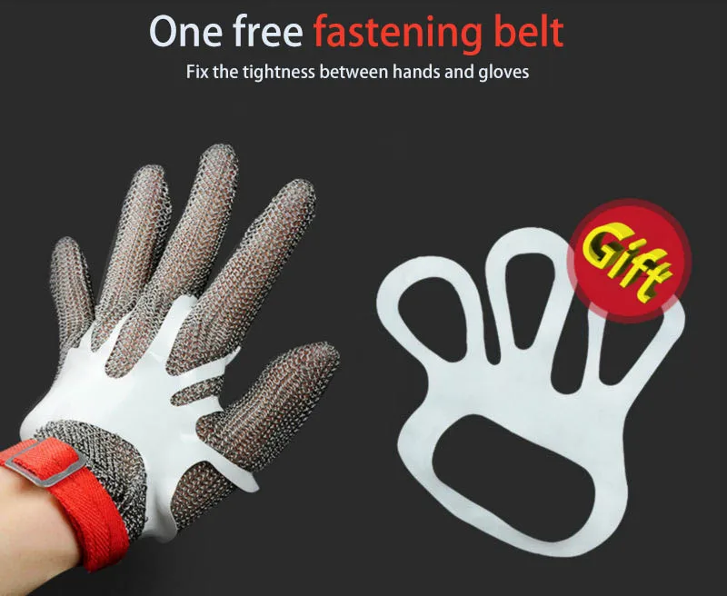 HANDSAVE 304L Stainless Steel Mesh Gloves Knife Cut Resistant Chain Mail Protective Kitchen Butcher Metal Mesh Working Glove