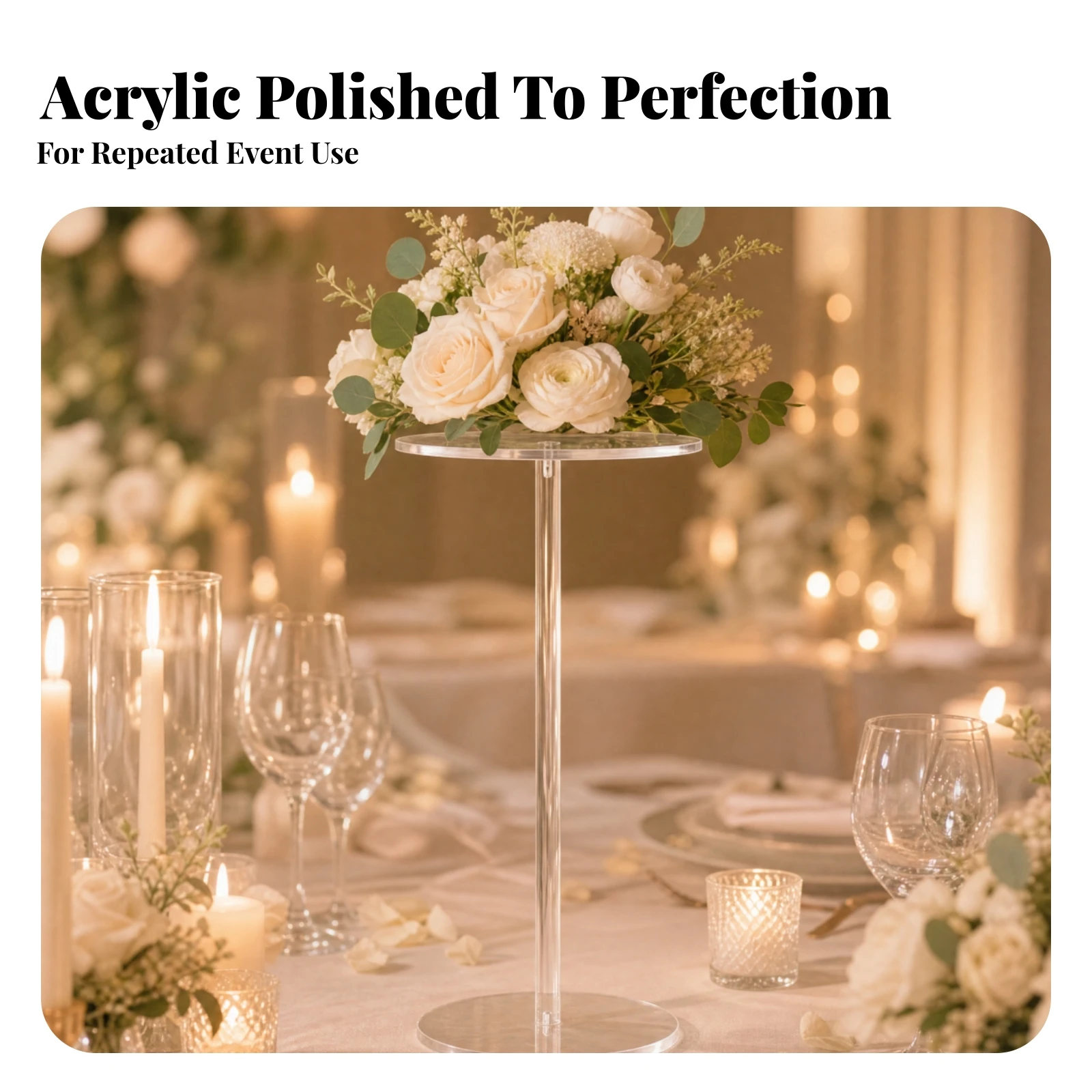 Single-Tier Acrylic Display Stand Transparent Circular Platform Display Stand Clear Acrylic Riser No-Drill Tabletop for Weddings