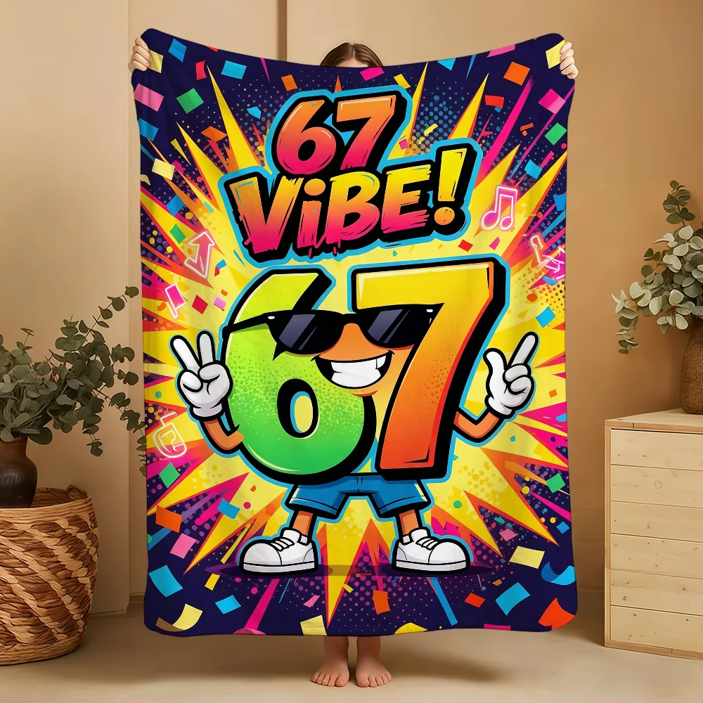 Cartoon Number 67 Party Blast Blanket Printed Flannel Soft Warm Cozy All-Season Nap Bed Sofa Travel Camping Gift Adults Kids