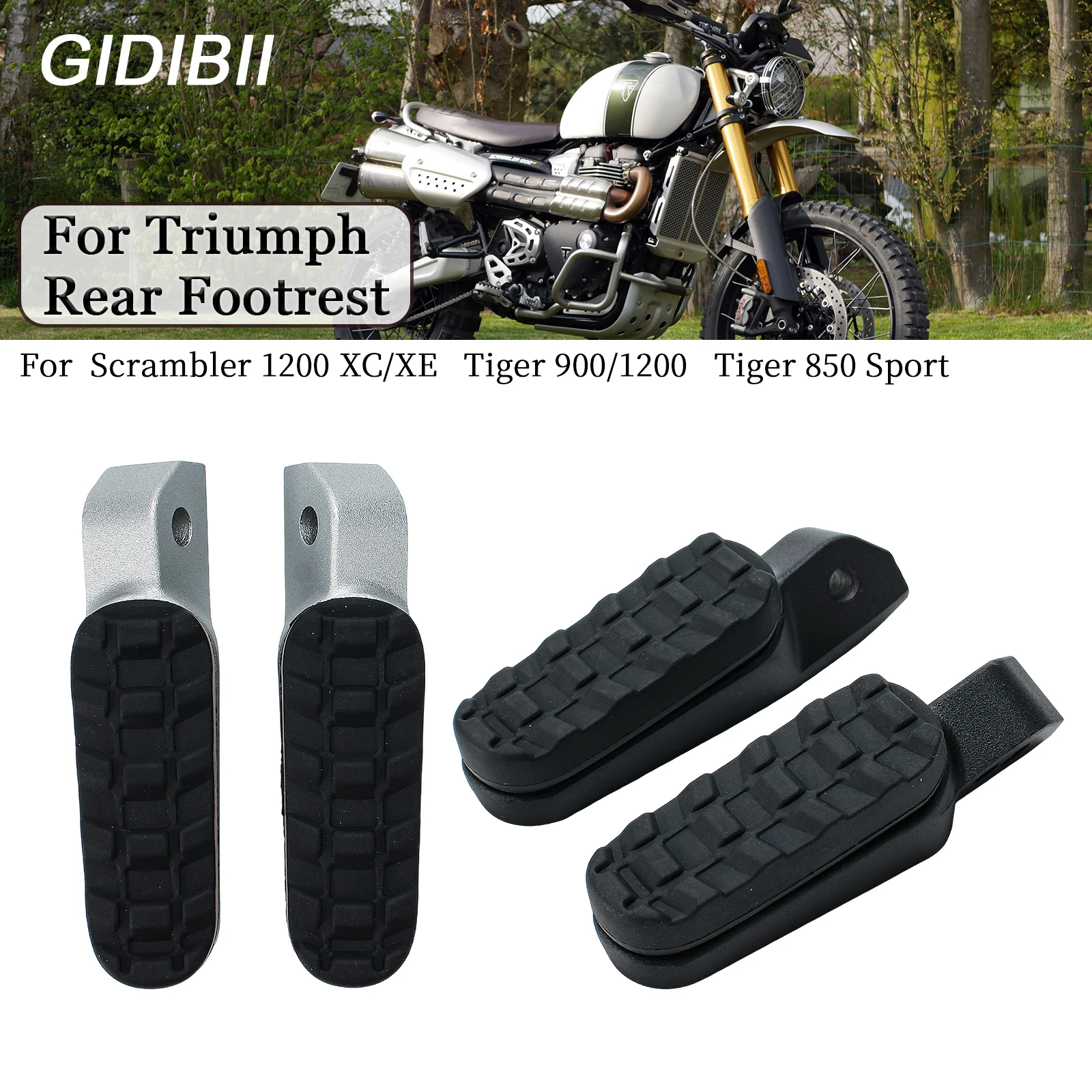 

1 Pair Rear Footrest For Triumph 2020 2021 2022 2023 2024 Scrambler 1200 XC/XE Tiger 900/1200 Tiger 850 Sport Passenger FootPegs