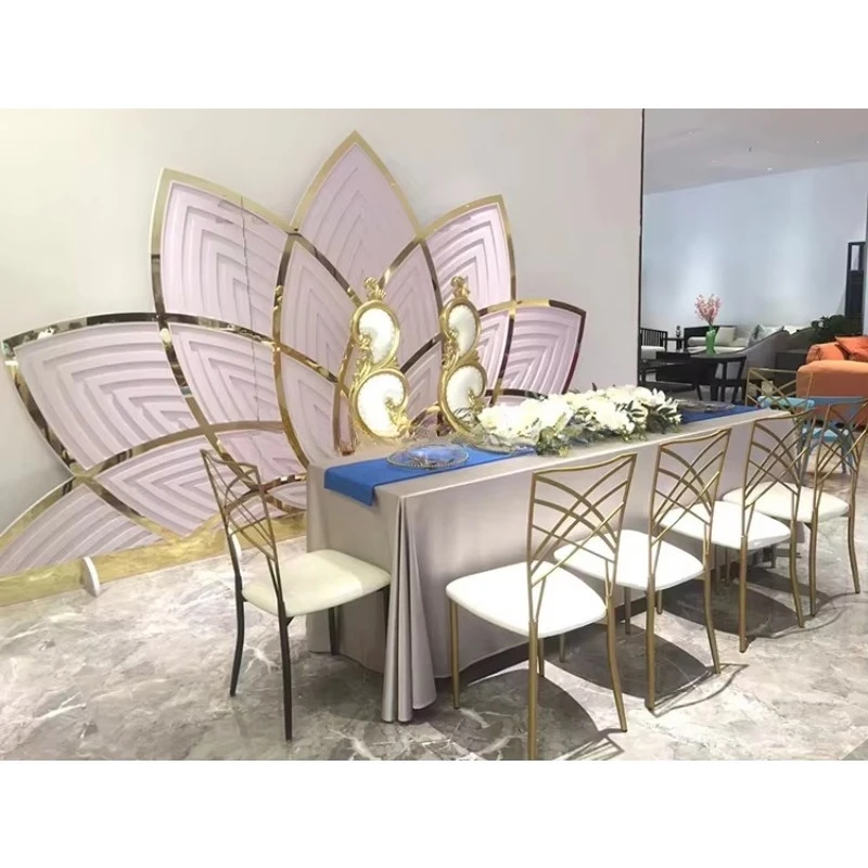 Stage wall decoration gold acrylic floral lotus wedding background
