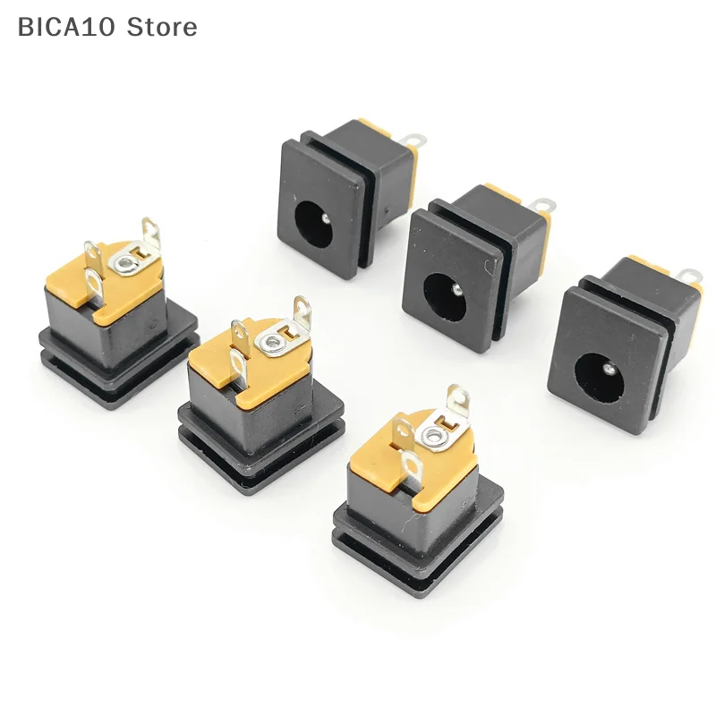 مجموعة موصلات إمداد الطاقة DC مكونة من 10 قطع، مقبس أنثى DC-015 5.5*2.1 مم مقاس 5.5X2.5 مم، لتركيب اللوحة المربعة
