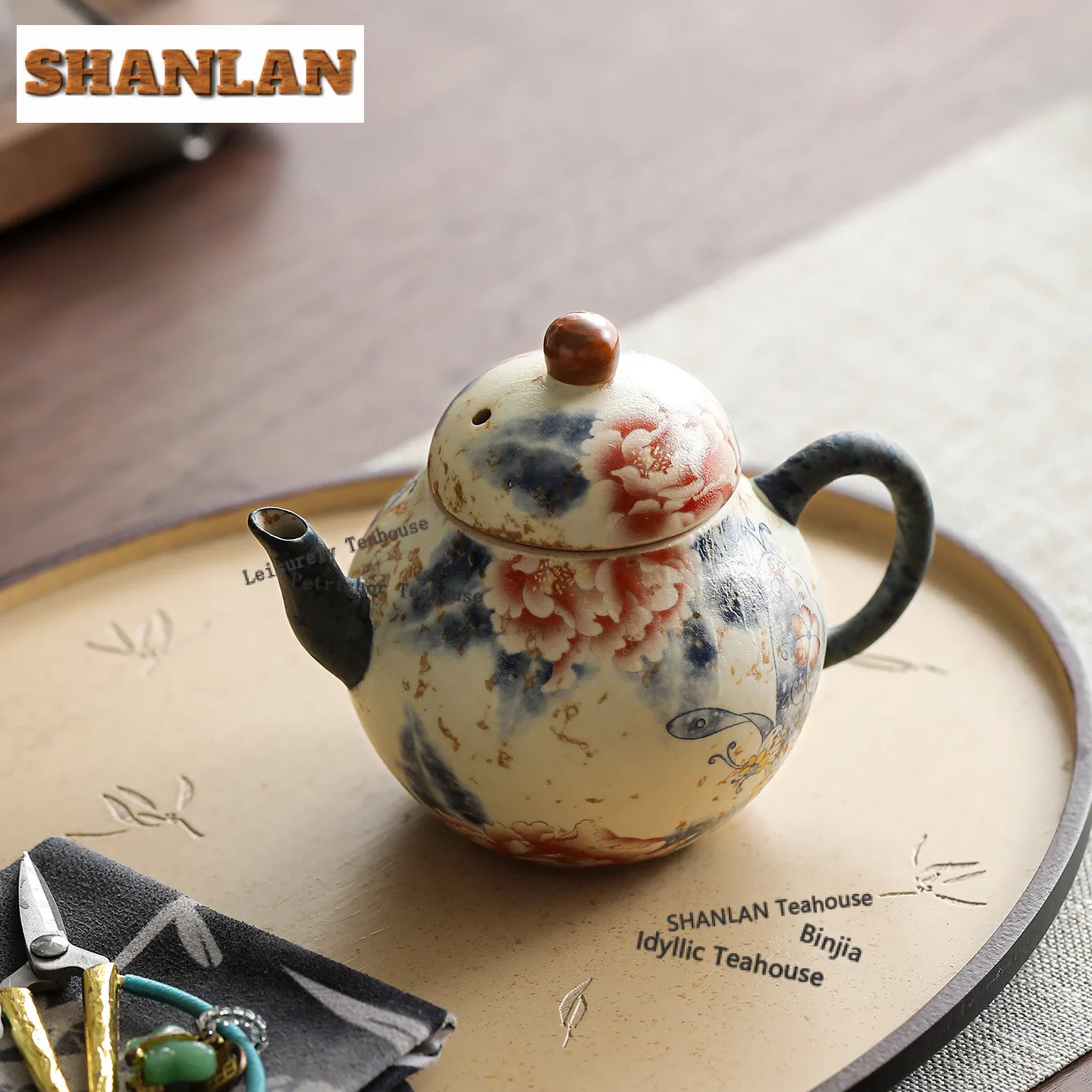 

110ml Caramel Glaze Butterfly Peony Teapot Antique Tea Infuser Pot Tea Maker Kettle With Filter Drinkware Accessories Ornaments