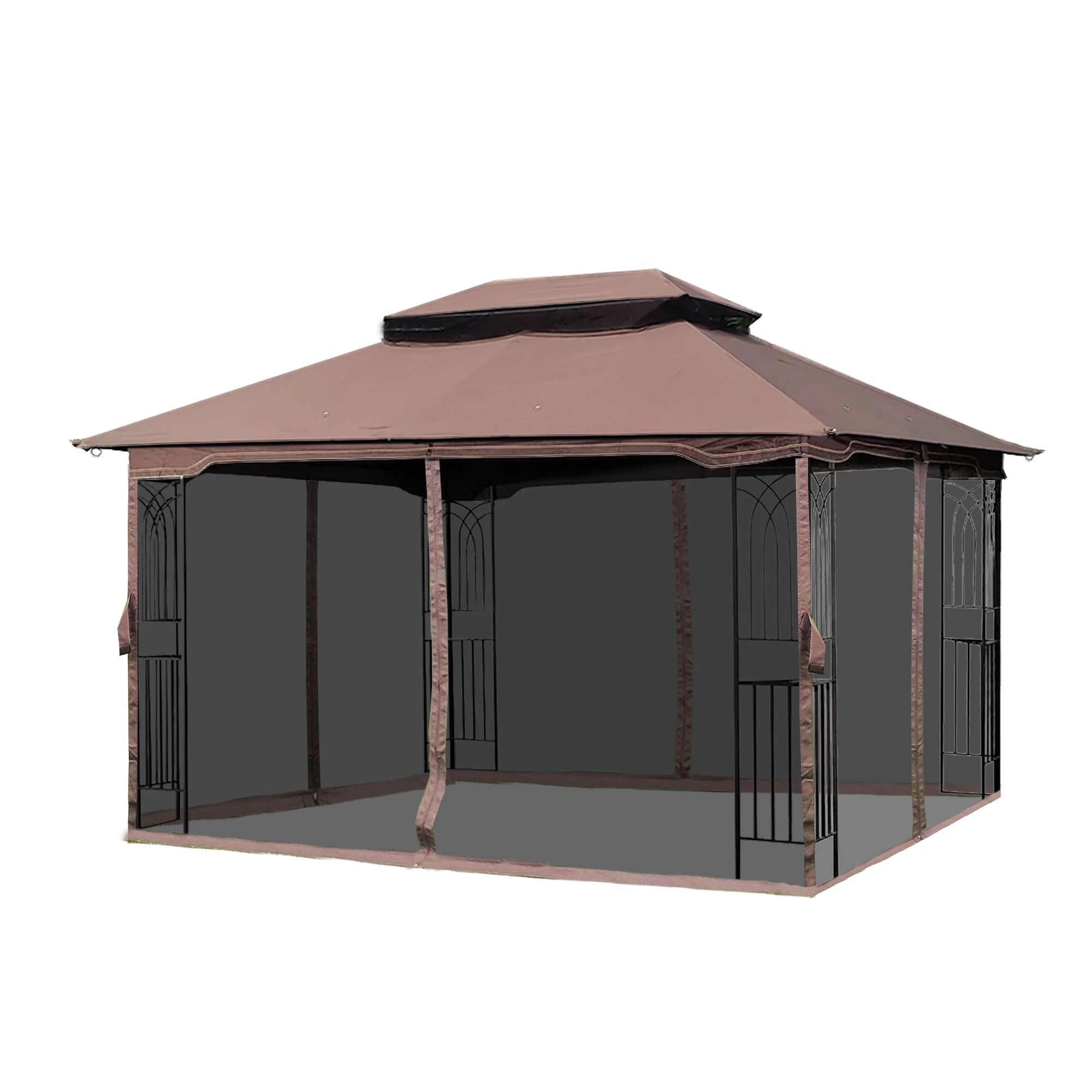 Outdoor Patio Gazebo Canopy Tent With Ventilated Double Roof And Mosquito Net(Detachable Mesh Screen On All Sides),Suitable for