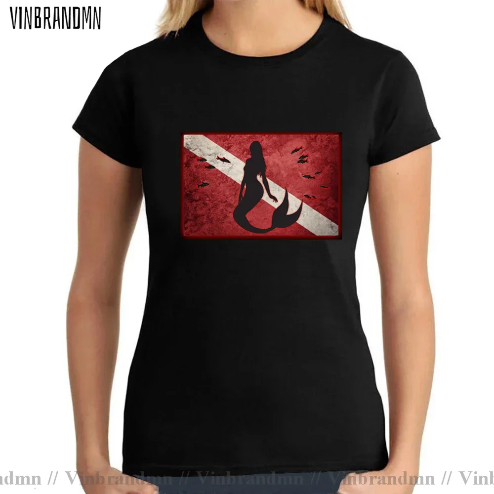 Camiseta Vestidos Scuba diving design T-shirt woman Scuba Dive Flag mermaid T shirt women Scuba Diver Tee shirt femme girls Tops