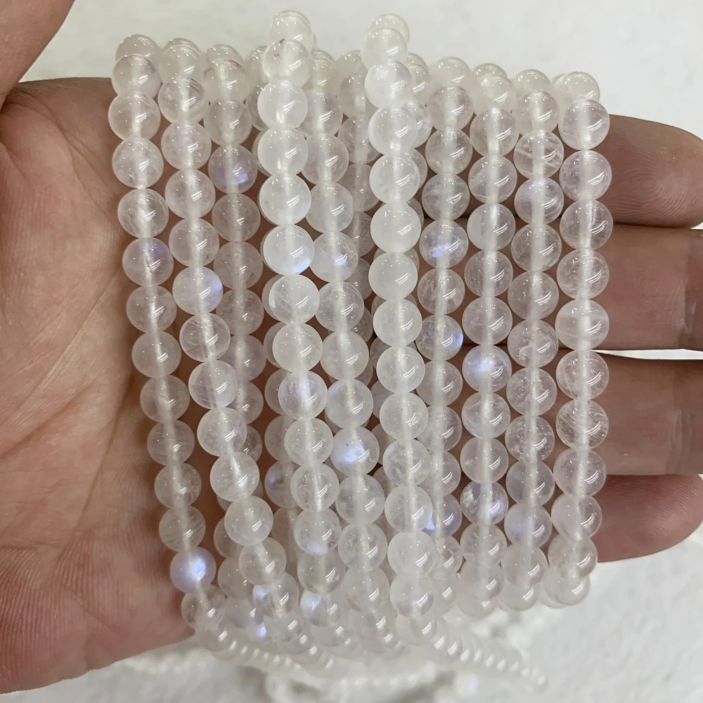 

Natural Stone 5A Blue Moonstone Agate Loose Beads Semifinished String Bead for Jewelry Making DIY Bracelet Necklace Accessories