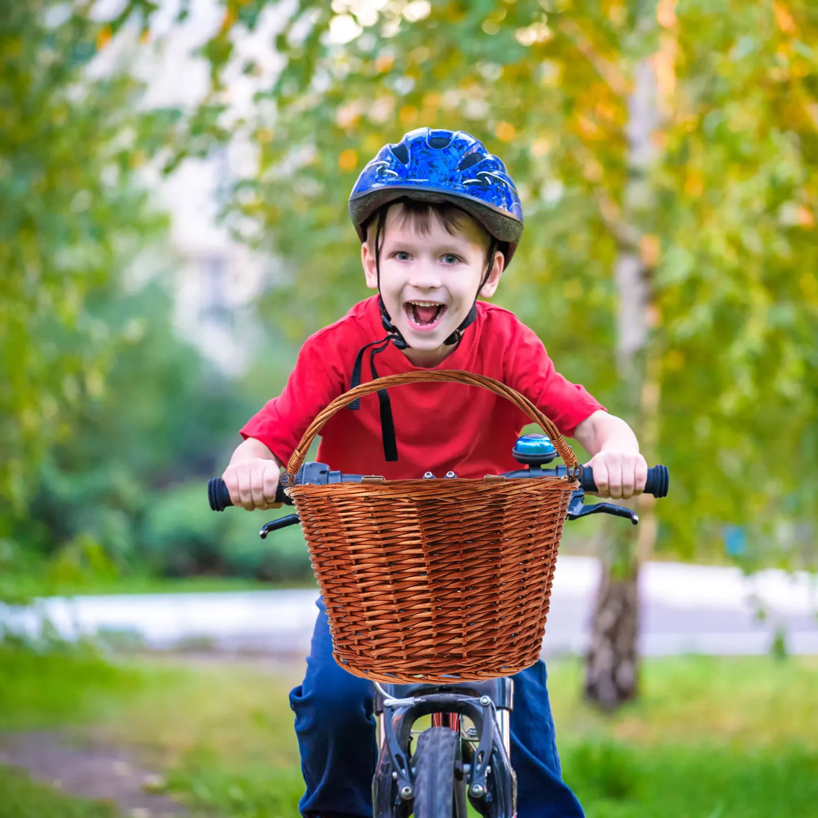

Bicycle Front Basket Premium Natural Willow Wicker Storage Rack For Kids Adult Bike Rattan Basket Heavy Duty Brown