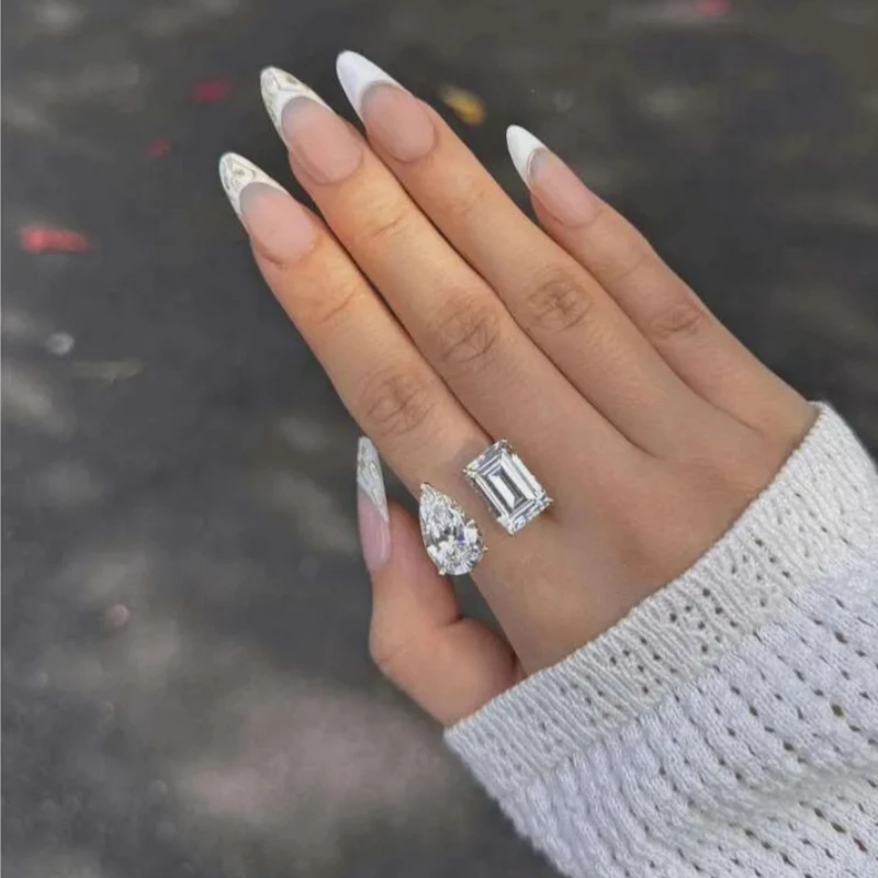 

Water Drop Lab Diamond Ring 925 Sterling Silver Wedding Band Rings for Women Bridal Engagement Jewelry Gift