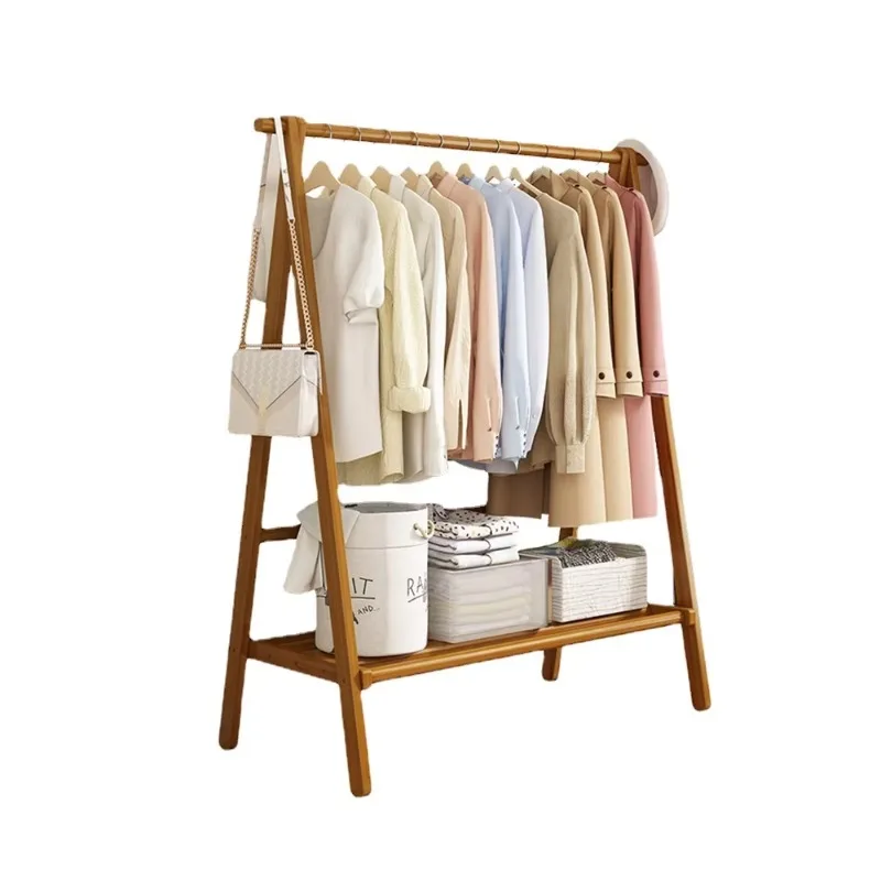 

Bedroom Living Room Modern Bamboo Coat Rack Folding Floor Hanger Home Furniture