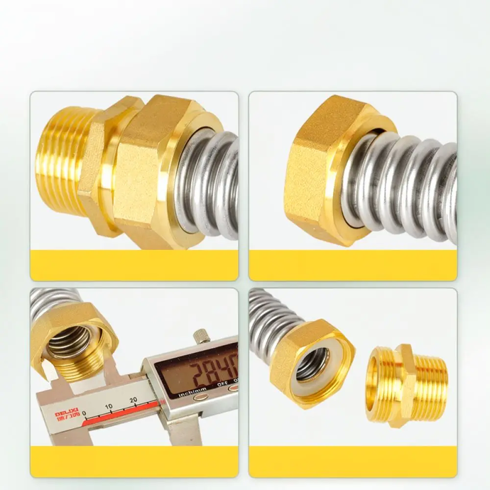 Flexible Corrugated Metal Pipe 304 Stainless Steel HVAC Connector For Fan Coil Unit Piping Industrial Plumbing Hose