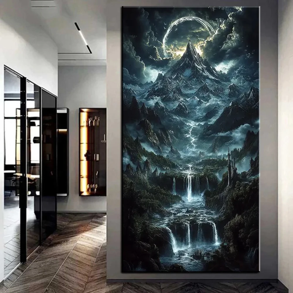 

100x200cm Diamond Art Kits DIY Diamond Painting New 2025 Full Square Round Diamond Mosaic Peak Mountain Waterfall For Home Decor