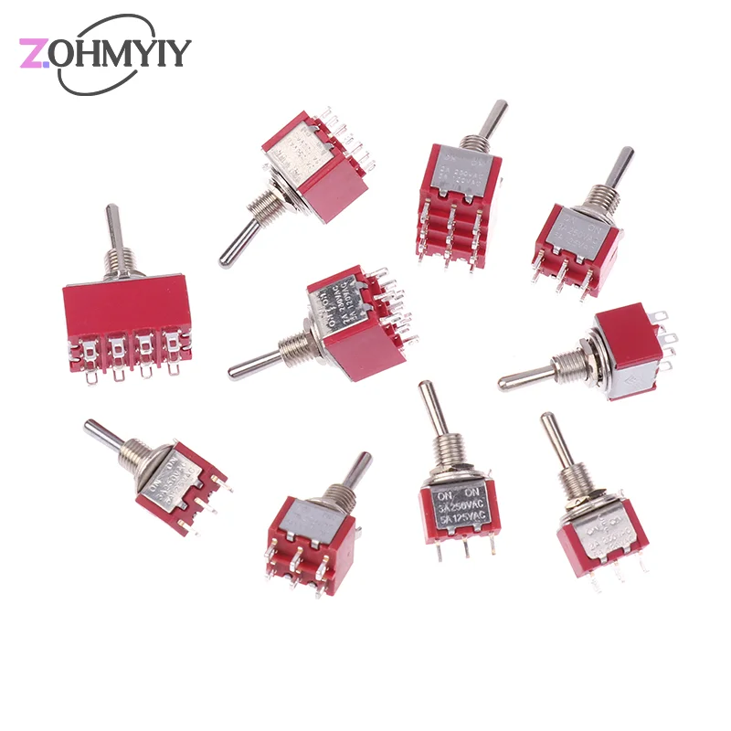 Toggle Switch Twist Button Shake Rocker Arm Toggle MTS-102 202 Sself-reset 2/3/6 Feet