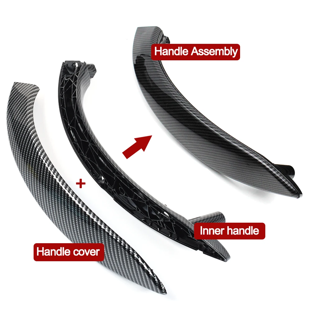 Carbon Fiber Interior Door Handle with Outer Cover Set Replacement For BMW 3 3GT 4 Series F30 F80 F31 F32 F33 F34 F35 F36