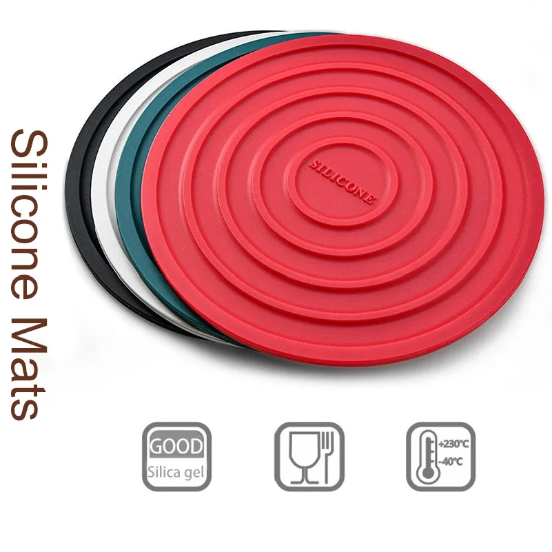 Trivet Mats Silicone Pot Holders Multi-Use Coasters Insulated Round Kitchen Mats Flexible Table Mat or Hot Pots and Pans Hot Dis