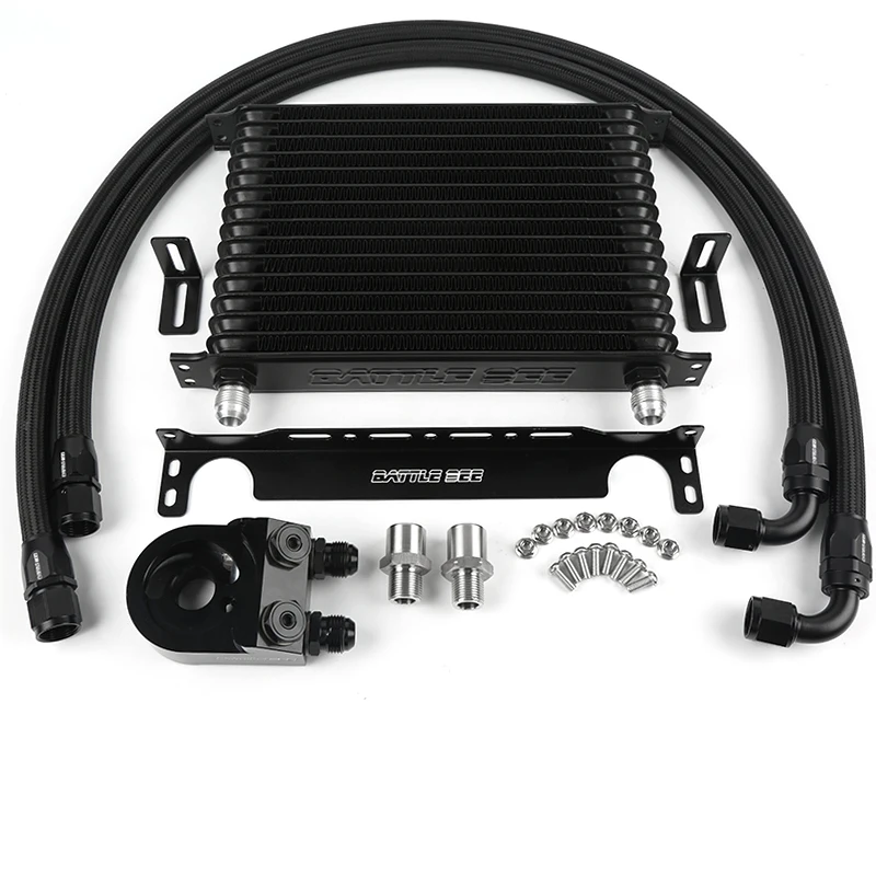 

BB-OCK-624 Universal Oil Cooler Kit 15 ROWS 45/Deg Thermostatic Sandwich Plate Adapter Trust Model thermostat oil kit