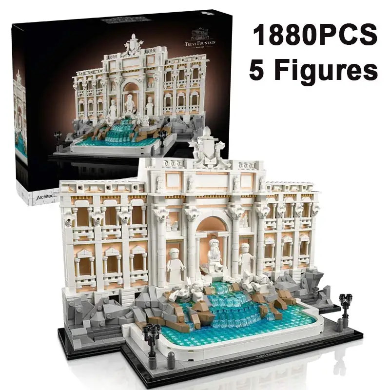 

1880PCS Architecture Trevi Fountain Building Blocks With 5 Figures MOC Assemble Bricks Toys Gift For Children Adult