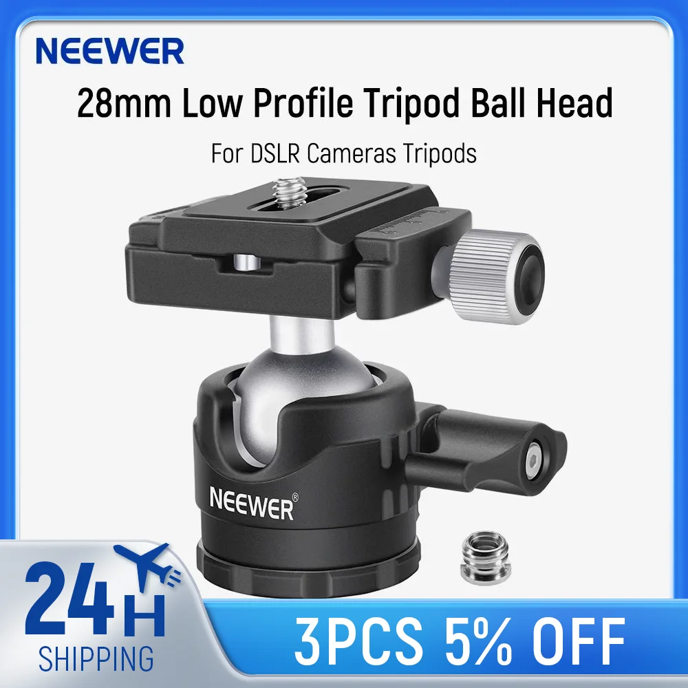 

Neewer Low-Profile Ball Head 360 Degree Rotatable Tripod Head for DSLR Cameras Tripods Monopods